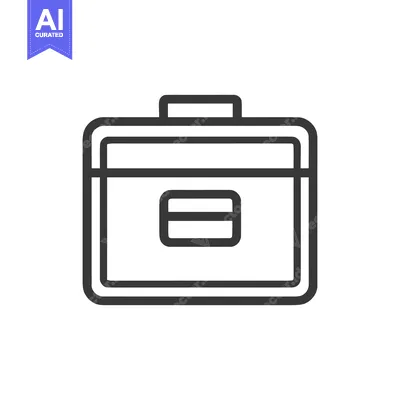 Minimalist Briefcase Icon: Bold Outline on White Background, Business