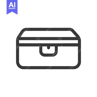 Aset premium populer: Minimalist Chest Icon: Bold Outline, Simple Design, Storage Symbol