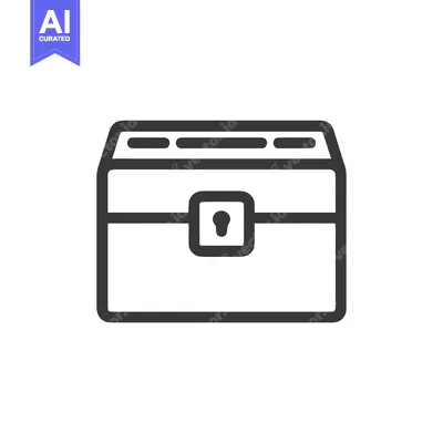 Aset premium populer: Minimalist Treasure Chest Icon with Keyhole Detail on White Background