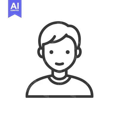 Minimalist Line Art: Smiling Man with Short Hair and T-Shirt Icon