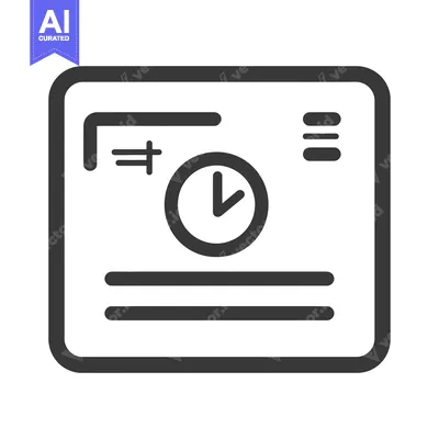 A square icon featuring a clock and interface elements