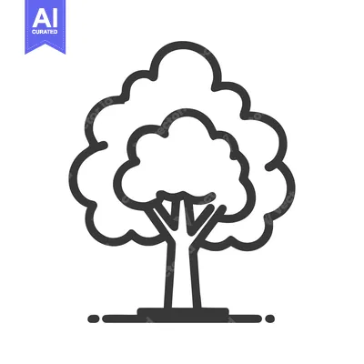 Aset premium populer: Stylized Tree Icon with Rounded Canopy and Thick Outline, Minimalist D