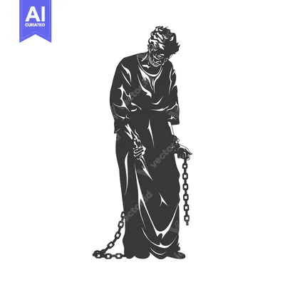 A Chained Man With His Head Bowed Down