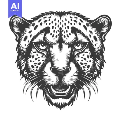 Popular premium asset: A Cheetah's Face with a Ferocious Expression in Black and White