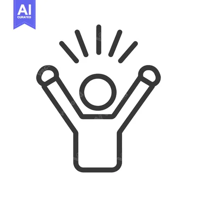Aset premium populer: A simple icon represents joy and excitement with radiating lines