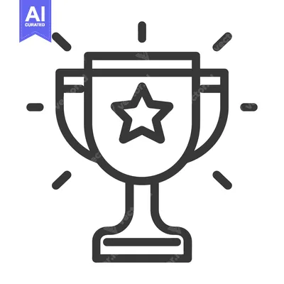 Aset desain premium: A simple graphic illustration of a trophy with a star emblem