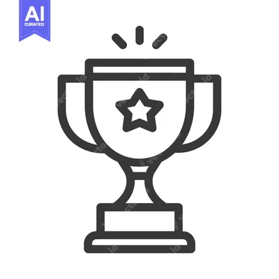 Premium design asset: A graphical outline of a trophy icon with a star