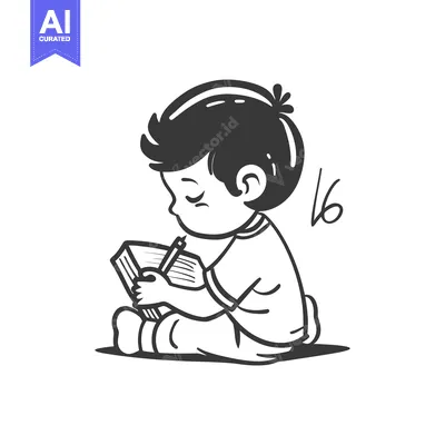 Aset premium populer: A Child Sitting and Writing in a Notebook