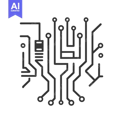 Aset premium populer: A Circuit Board Design with Connections and a Chip