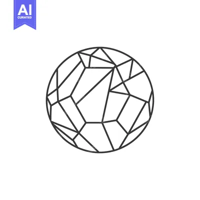 Aset premium populer: A Circular Geometric Shape Composed of Interconnected Lines