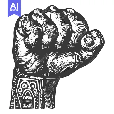 Aset premium populer: A clenched fist with a patterned forearm