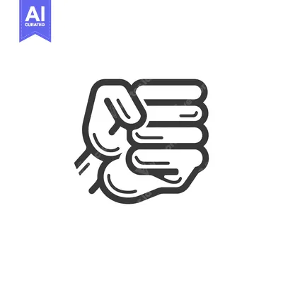 Premium design asset: A clenched fist with outlined details in a minimalist style