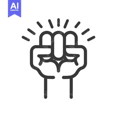 Aset premium populer: A clenched fist with radiating lines emanating from it