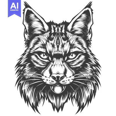 Popular premium asset: A Close-Up Illustration of a Bobcat's Face