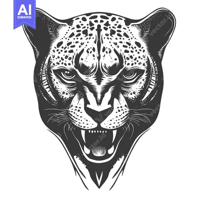 Premium design asset: A Close-up Illustration of a Cheetah's Face, Roaring with Teeth and Fu