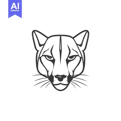 Premium design asset: A Close-Up Illustration of a Cougar's Head