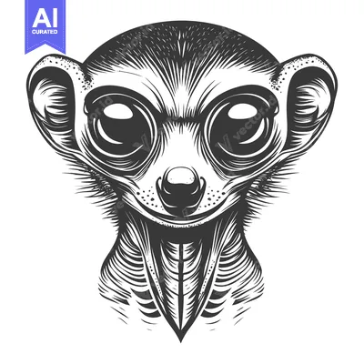 Aset premium populer: A Close-Up Monochrome Illustration of a Meerkat's Face