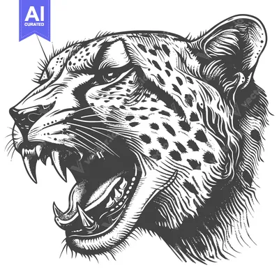 Aset premium populer: A Close-Up of a Cheetah's Profile with its Mouth Open