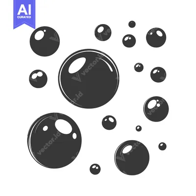Aset premium populer: A Cluster of Black Bubbles on a White Background