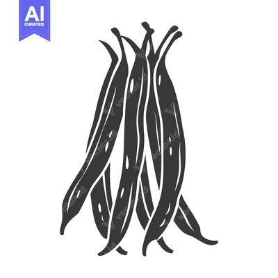 Premium design asset: A Cluster of Green Beans in a Black and White Silhouette
