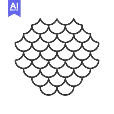 Aset desain premium: A cluster of overlapping, crescent-shaped scales, forming a pattern