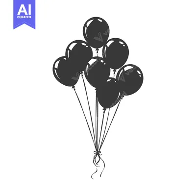 Popular premium asset: A cluster of seven black balloons tied together with a ribbon