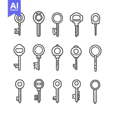 Aset desain premium: A Collection of 12 Different Styles of Keys