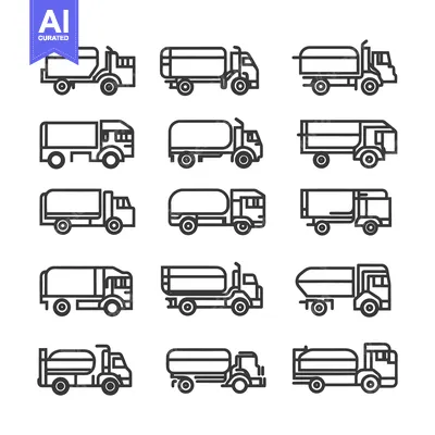 Premium design asset: A Collection of 12 Line Drawings of Tanker Trucks