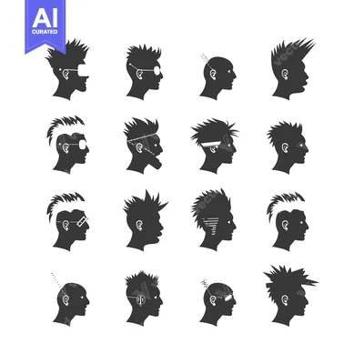 Premium design asset: A Collection of 14 Unique Hairstyles in Silhouettes