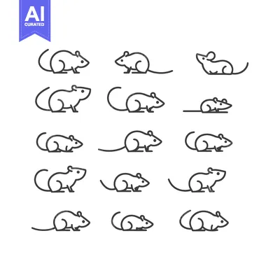 A Collection of 15 Outline Mouse Illustrations