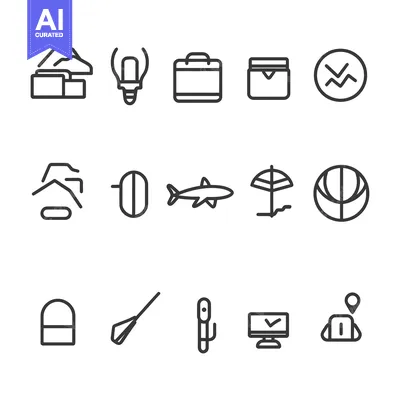 Aset desain premium: A Collection of 15 Simple Line Icons with Various Symbols