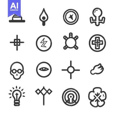 Aset premium populer: A Collection of 16 Abstract and Symbolic Icons
