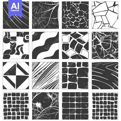 Aset premium populer: A Collection of 16 Black and White Abstract Geometric Patterns