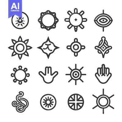 Premium design asset: A Collection of 16 Black and White Circular Geometric Designs