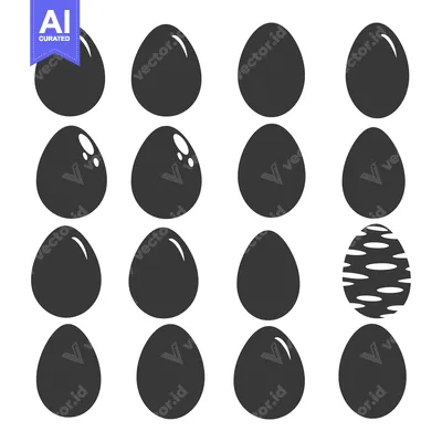 Aset premium populer: A collection of 16 black and white egg icons