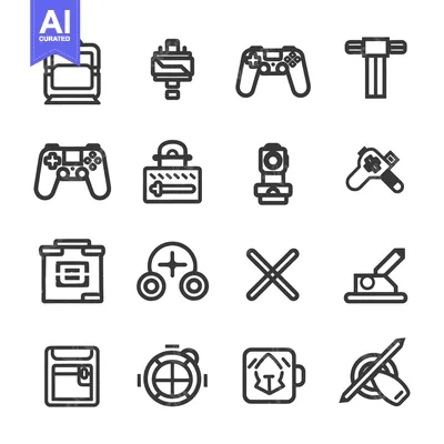 A Collection of 16 Black and White Game Console Icons