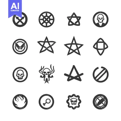 Aset desain premium: A Collection of 16 Black and White Geometric and Skull-Themed Icons