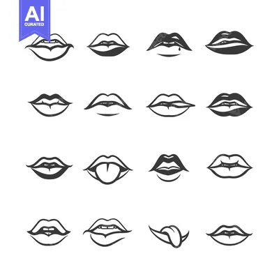 Popular premium asset: A Collection of 16 Black and White Lip Illustrations