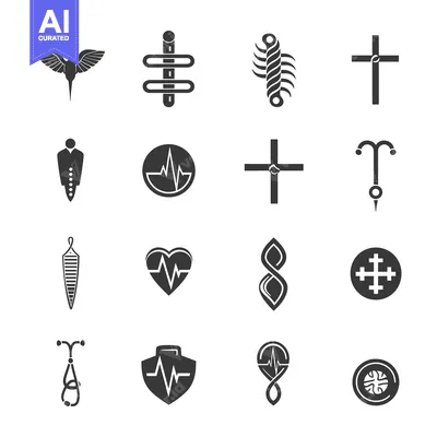 A Collection of 16 Black and White Symbolic Icons
