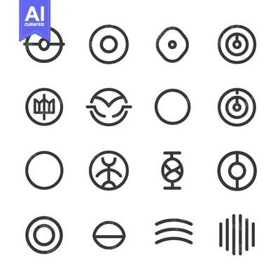 Premium design asset: A Collection of 16 Circular Line Art Icons