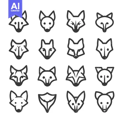 A Collection of 16 Different Fox Head Outline Icons