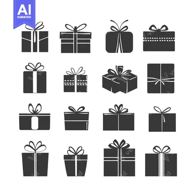A Collection of 16 Different Gift Box Silhouettes with Bows