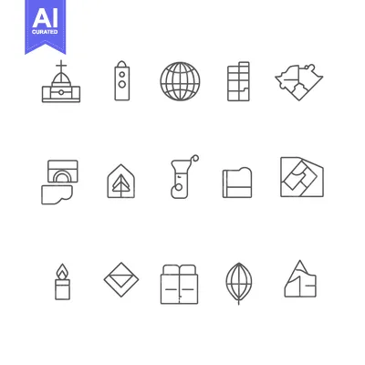 A Collection of 16 Diverse Line Icons