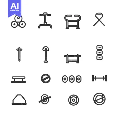 Aset desain premium: A Collection of 16 Fitness Equipment Icons