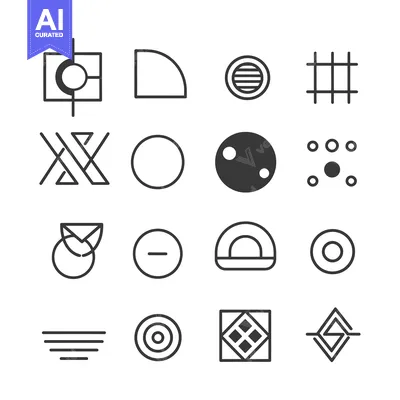 Aset premium populer: A Collection of 16 Geometric Shapes and Patterns