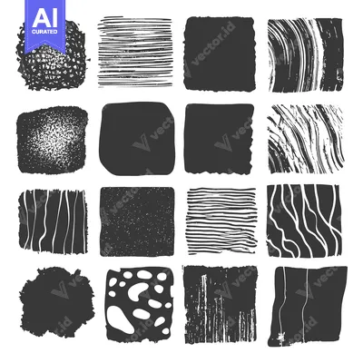Aset premium populer: A Collection of 16 Hand-Drawn Abstract Black and White Shapes