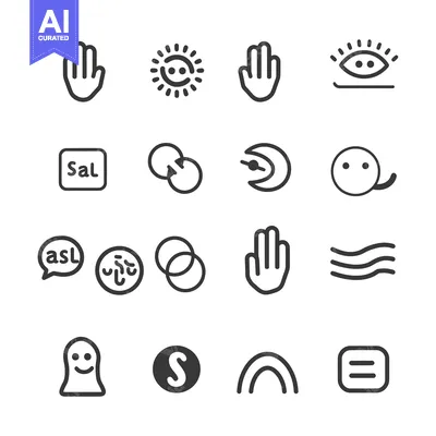 A Collection of 16 Hand-Drawn Icons with Various Symbols