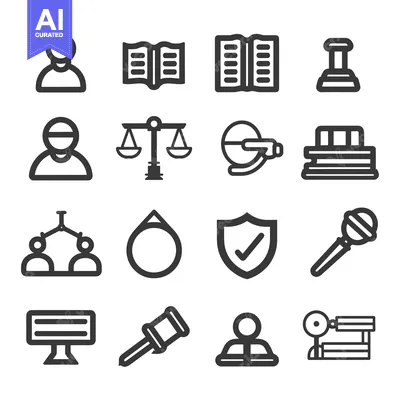 Popular premium asset: A Collection of 16 Law-Related Line Icons