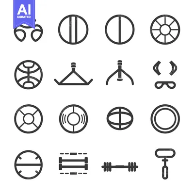 Premium design asset: A Collection of 16 Line Art Icons for Fitness and Exercise Equipment