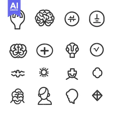 Aset premium populer: A Collection of 16 Simple Line Icons on a White Background